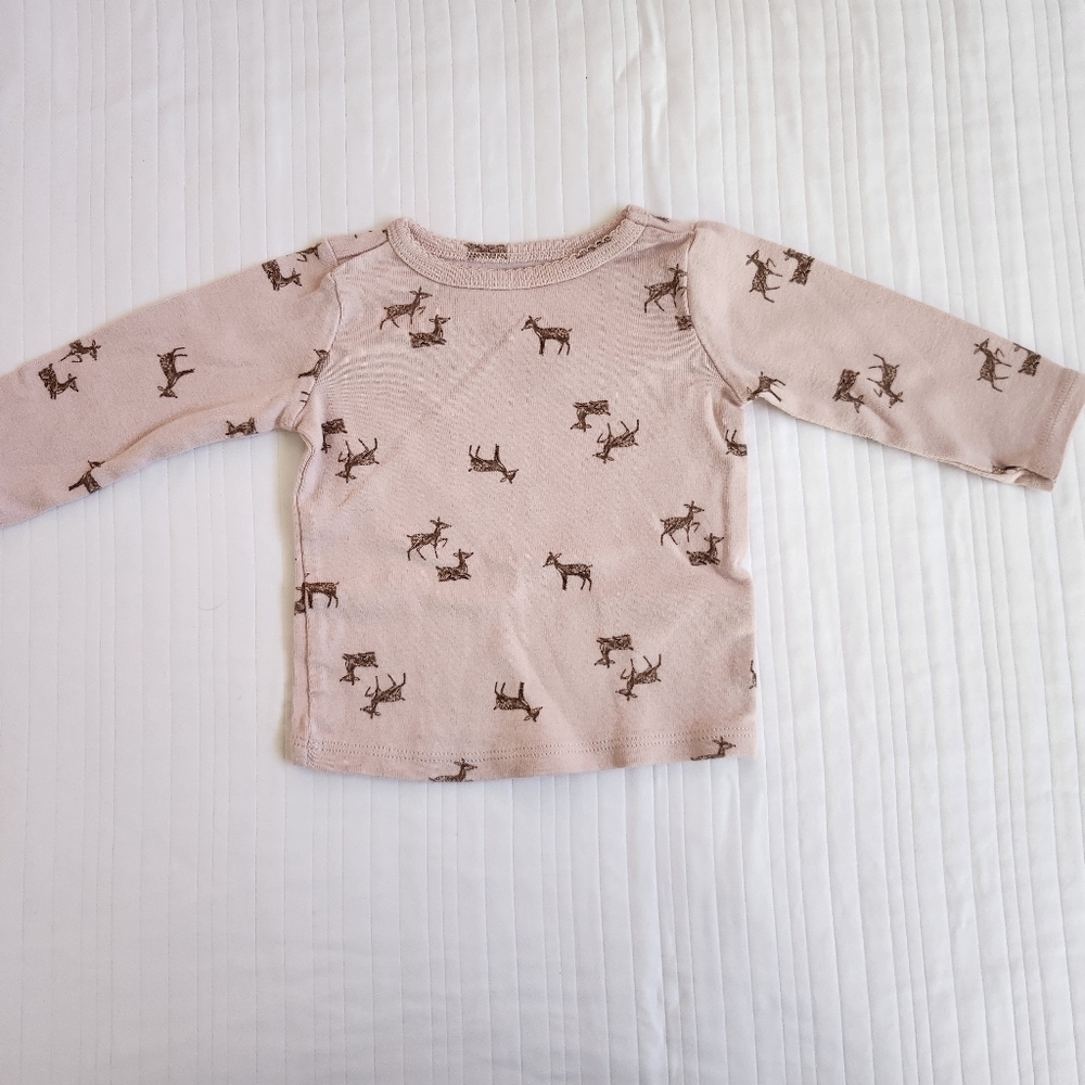 Carter's Light Pink Deer Pattern Long Sleeve Tee